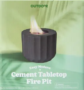 Recalled Five Below Tabletop Fire Pit packaging – beveled model