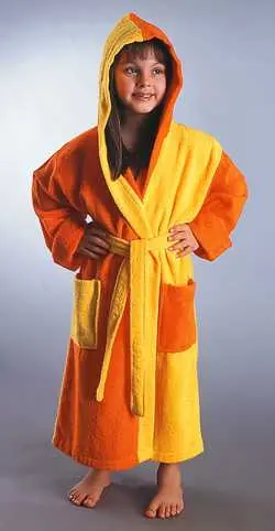 Girl wearing recalled children's bathrobe