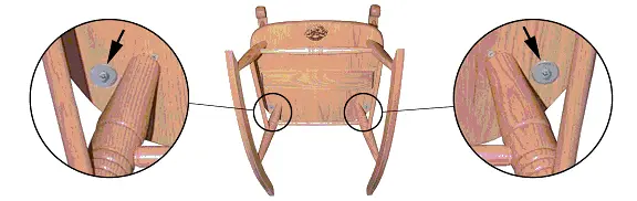 The recalled rocking chairs can be identified by washers and screws located under the seat, near the legs