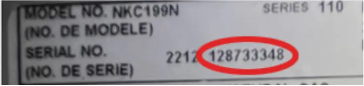 Close-up of serial number