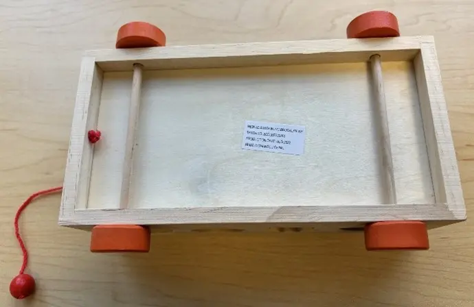 Bottom Label on Recalled Shape Sorter Toy