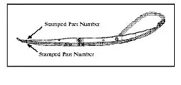 Diagram of recalled snowmobile ski showing location of part number