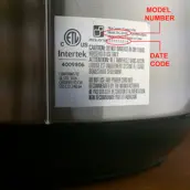 Model number and date code location