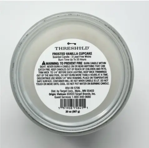 Recalled Threshold™ Candle product label