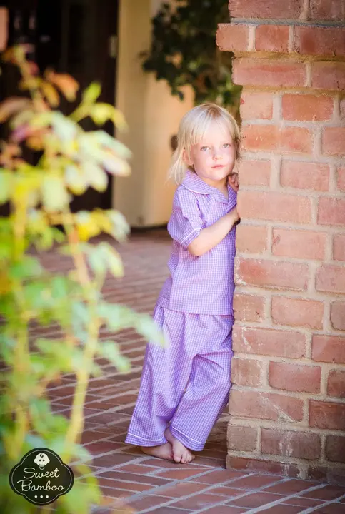 Sweet Bamboo purple gingham children’s pajama set