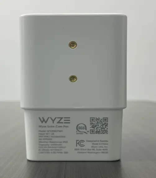 The model number is located on the back of the Wyze Solar Cam Pan Security Cameras