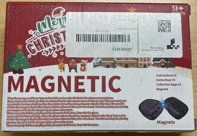 "Magnetic" is printed on the back of the recalled Christmas-themed magnetic chess games