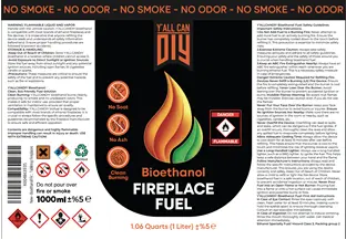 Recalled Y'all Can DIY Liquid Bioethanol 1000ml fuel full product label