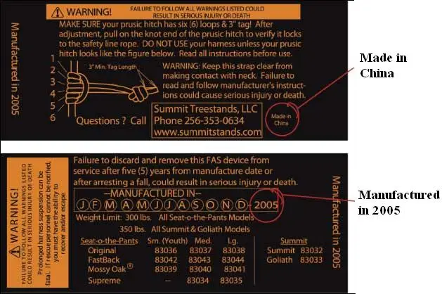 Recalled Harness Label