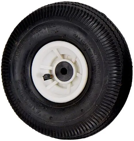 Tire with a black plastic bearing hub
