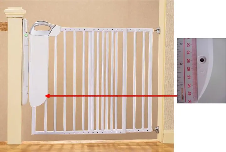 Recalled Stair Gate with location of sticker
