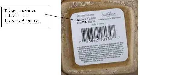 Recalled Glaze Candle Label