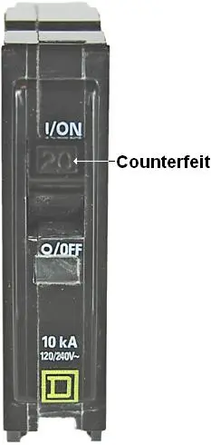 Recalled Counterfeit Circuit Breaker