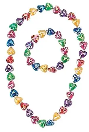 Shiny Heart Necklace and Bracelet Set