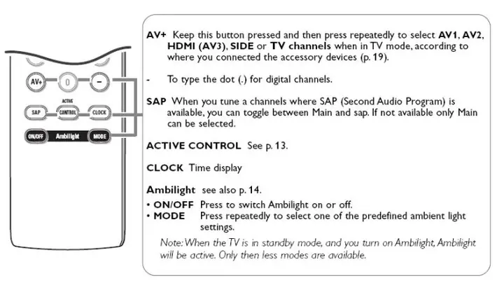 Instructions for turning off Ambilight feature