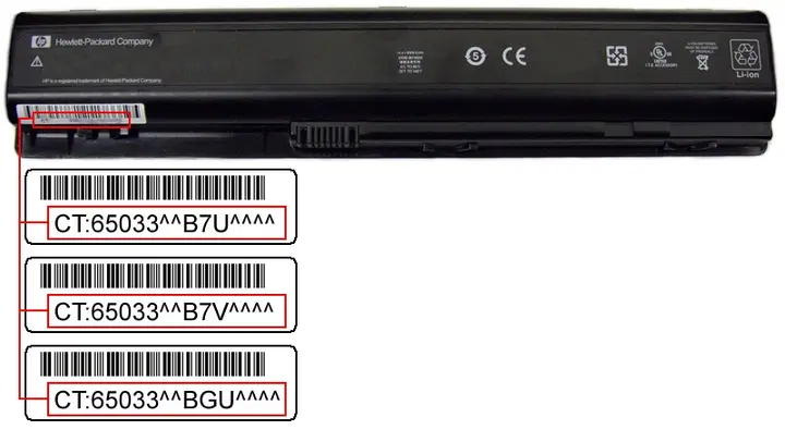 Recalled battery, with barcodes indicated
