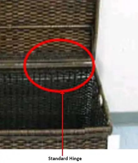 Recalled Storage Trunk Showing Standard Hinge