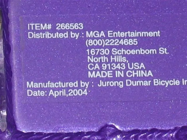Example of Product Identification Information