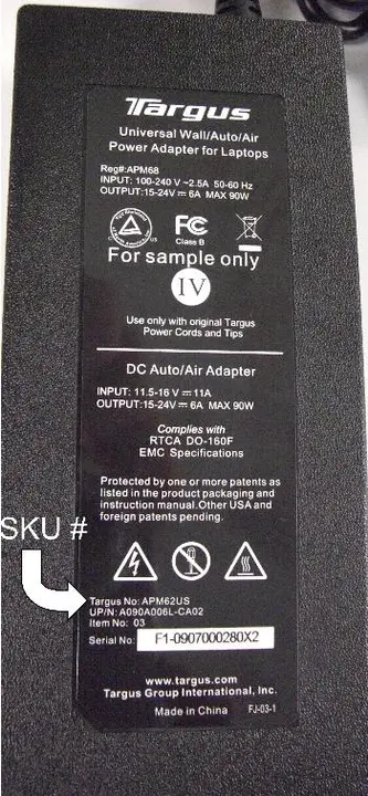 Picture of Recalled Power Adapter