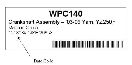 Part Number and Date Code on Product's Packaging