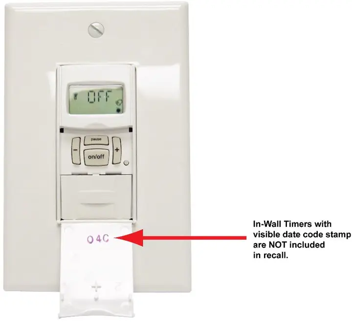 Timers with visibla date code stamp are NOT included in recall