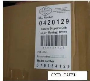 Recalled Drop Side Crib Label