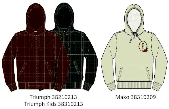 Recalled 38210213 Triumph, 38310213 Triumph Kids, 38310209 Mako Children's Hooded Sweatshirts