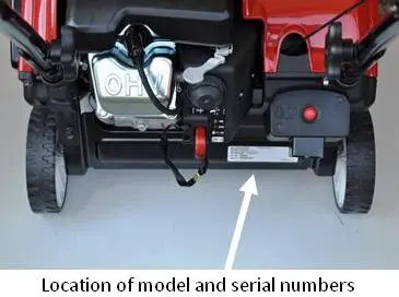 Location of model and serial numbers