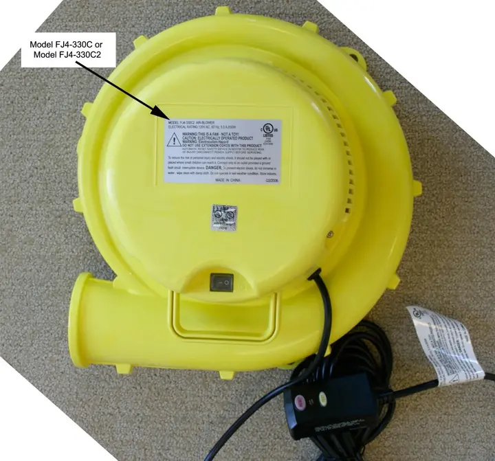 Recalled Bounce House Fan