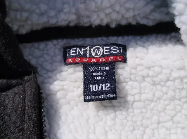 Label on Recalled Hooded Jacket