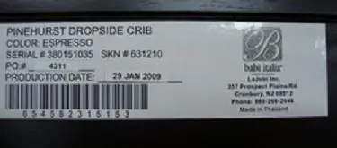 Recalled Crib Label