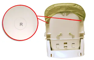 Not Recalled: Feeding seats with an "R" stamped inside a raised circle