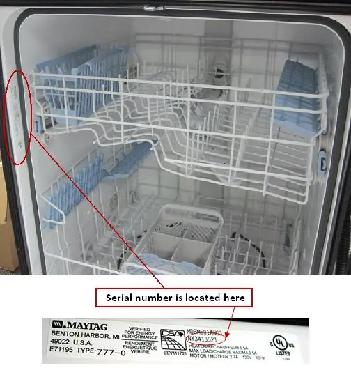 Location of model number