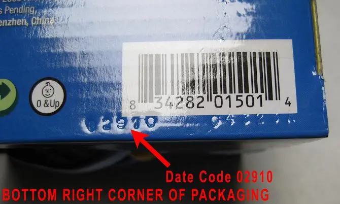 Date code on the toy