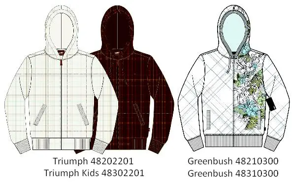 Recalled 48202201 Triumph, 48302201 Triumph Kids, 48210300 Greenbush,  48310300 Greenbush Children's Hooded Sweatshirts