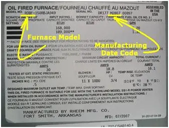 Rating Plate with Model and Date Code
