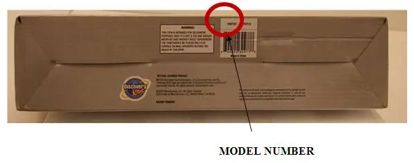 Picture showing location of model number