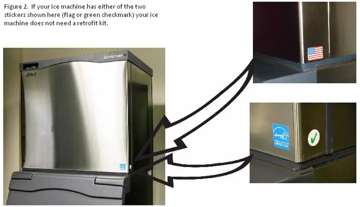 Stickers indicating no retrofit kit needed