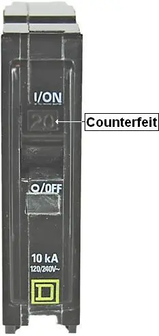 Counterfeit Square D Circuit Breaker details