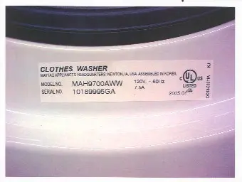 Washing Machine Label