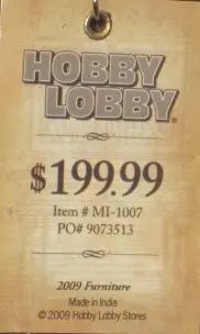 Recalled Butterfly Chair Hang Tag