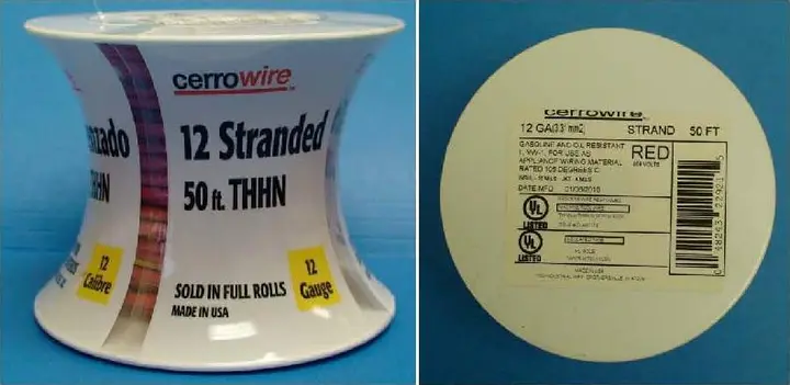 Recalled stranded THNN electrical wire
