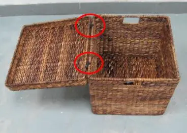 Recalled Storage Trunk Showing Standard Hinges