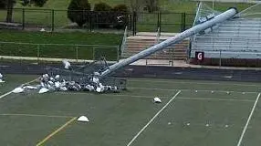 Fallen stadium light pole