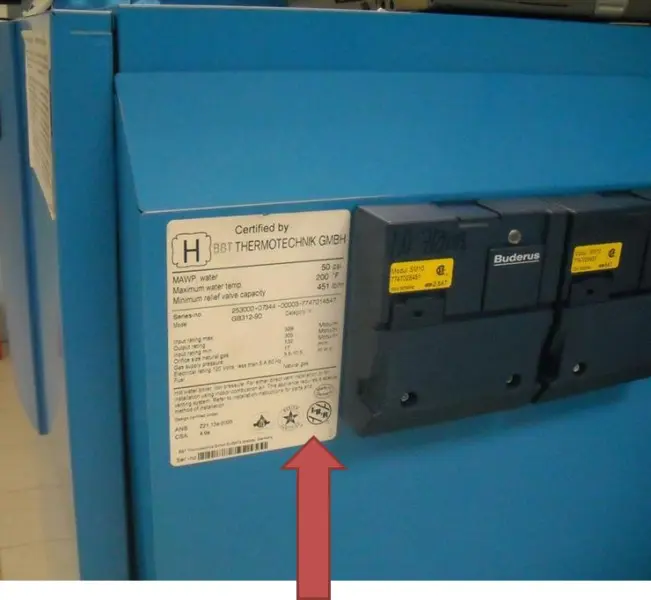 Recalled Gas Boiler rating plate location