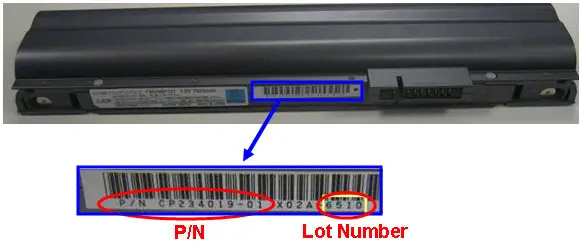 Recalled Fujitsu Notebook Computer Battery