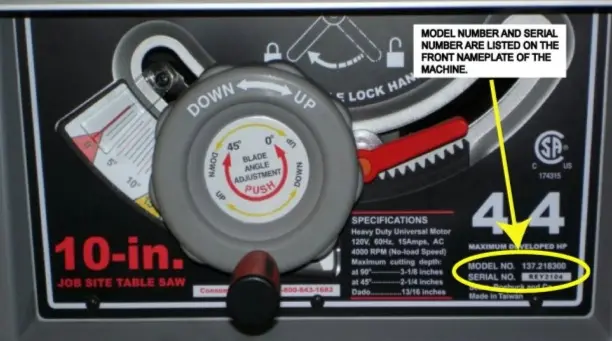 Model Number and Serial Number Locations