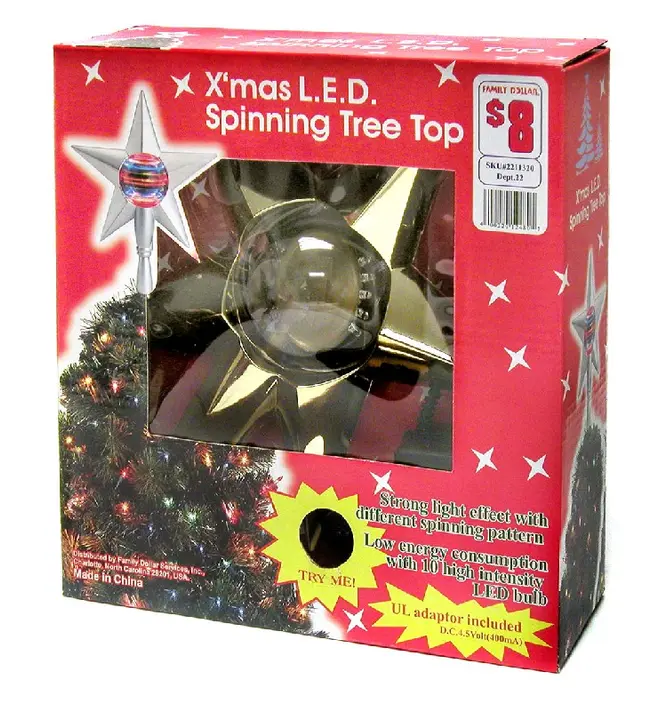 Recalled Christmas Tree Topper Package